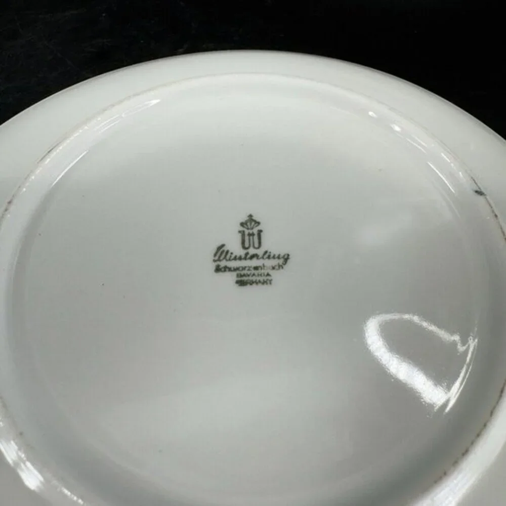 Winterling Schwarzenbach Bavaria Porcelain Dish Plate Platinum Germany Set 4 VTG